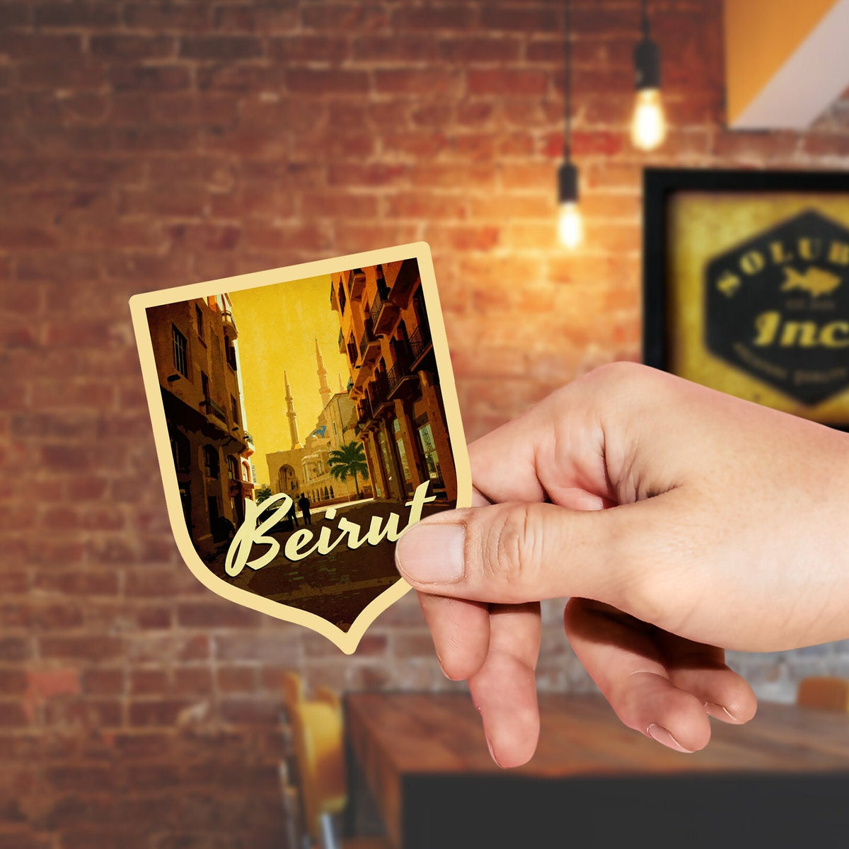 Beirut Lebanon travel sticker, vintage style decal for suitcase, luggage, laptop or water bottle