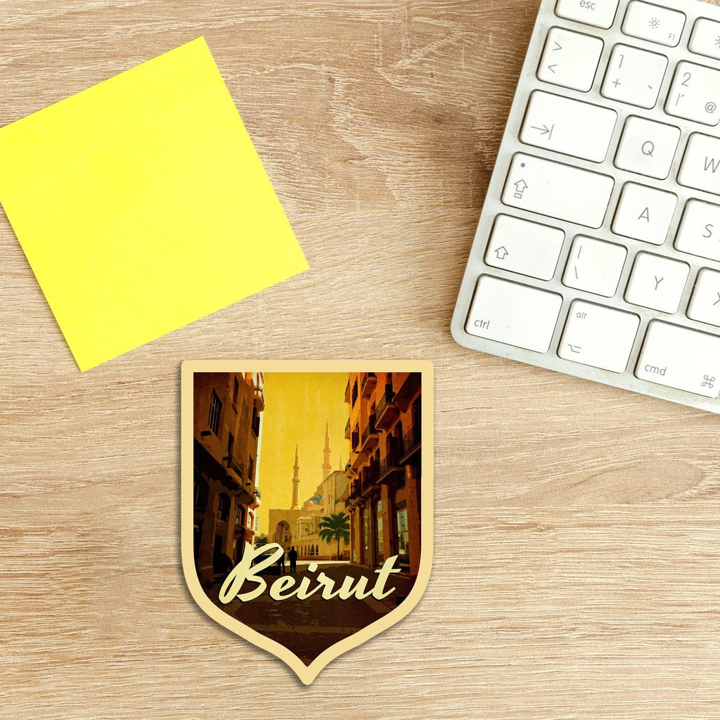 Beirut Lebanon travel sticker, vintage style decal for suitcase, luggage, laptop or water bottle
