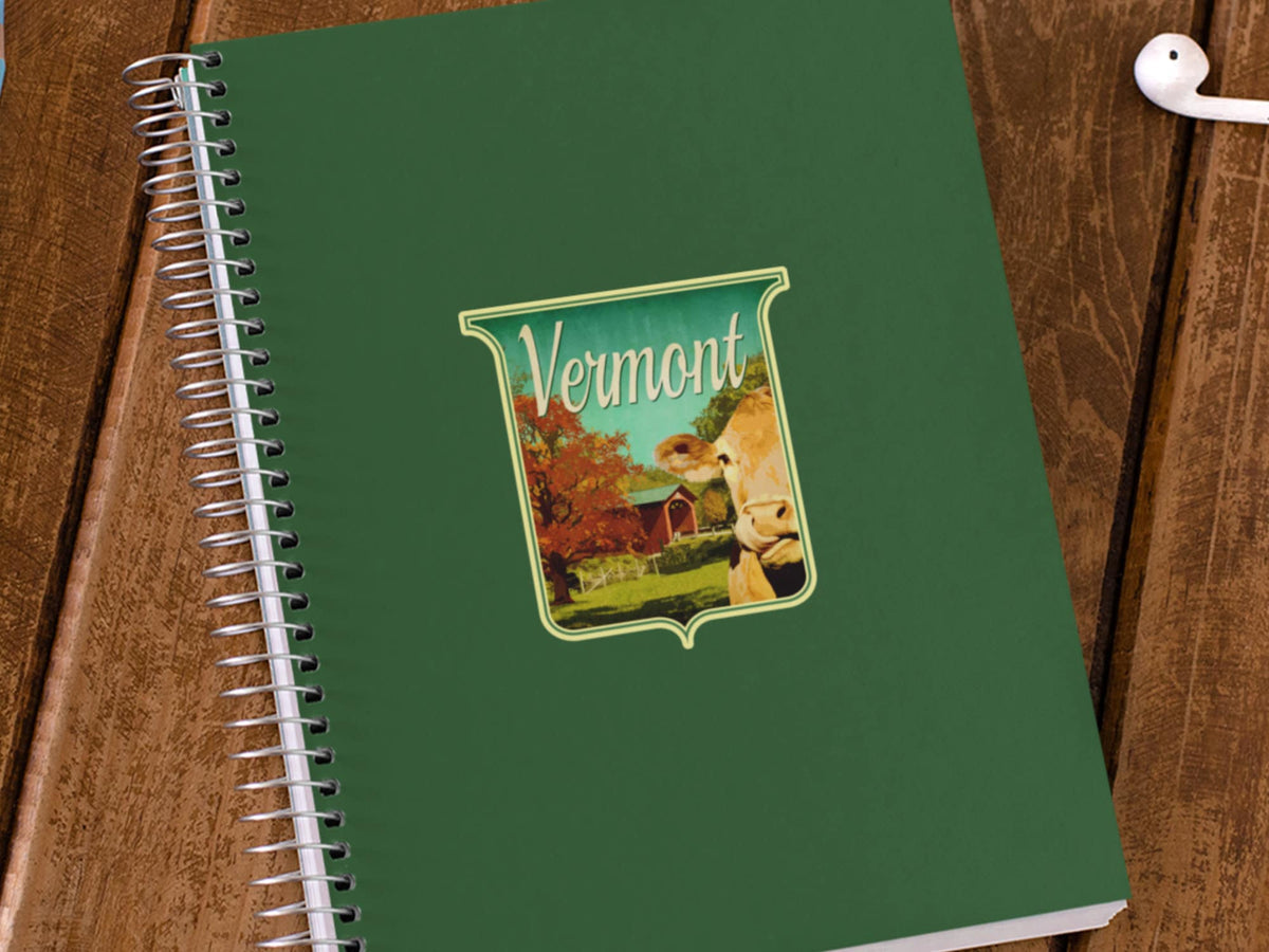 Vermont travel sticker, vintage style decal for suitcase, luggage, laptop or water bottle
