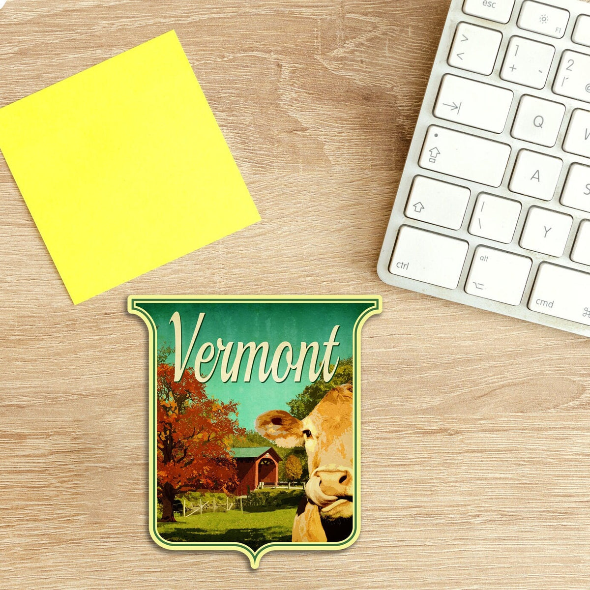 Vermont travel sticker, vintage style decal for suitcase, luggage, laptop or water bottle