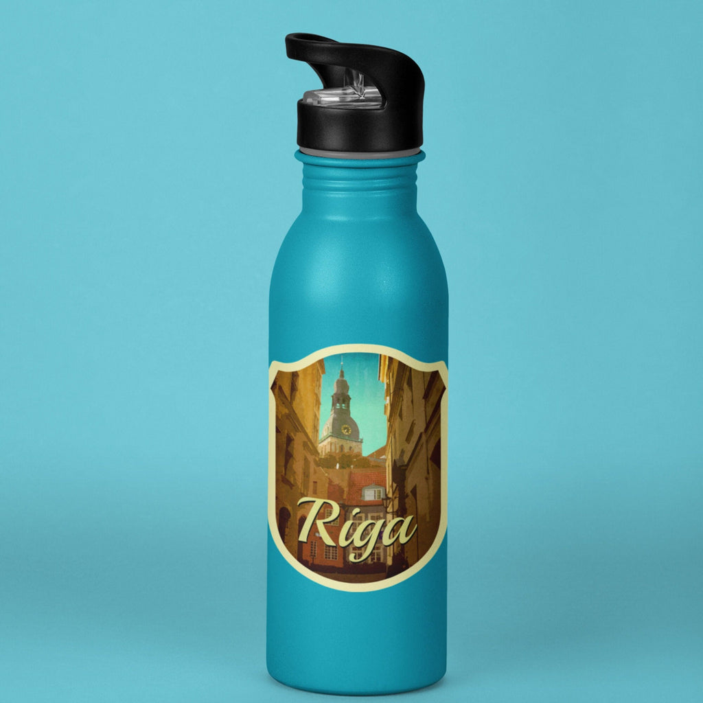 Riga Latvia Travel Sticker: Vintage Suitcase Decal