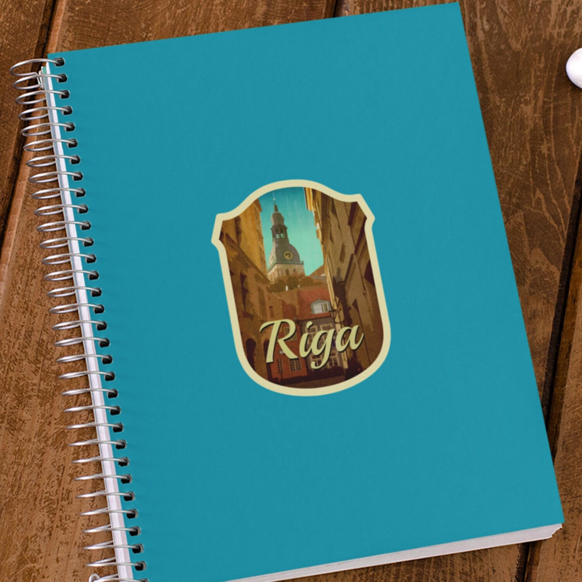 Riga Latvia Travel Sticker: Vintage Suitcase Decal