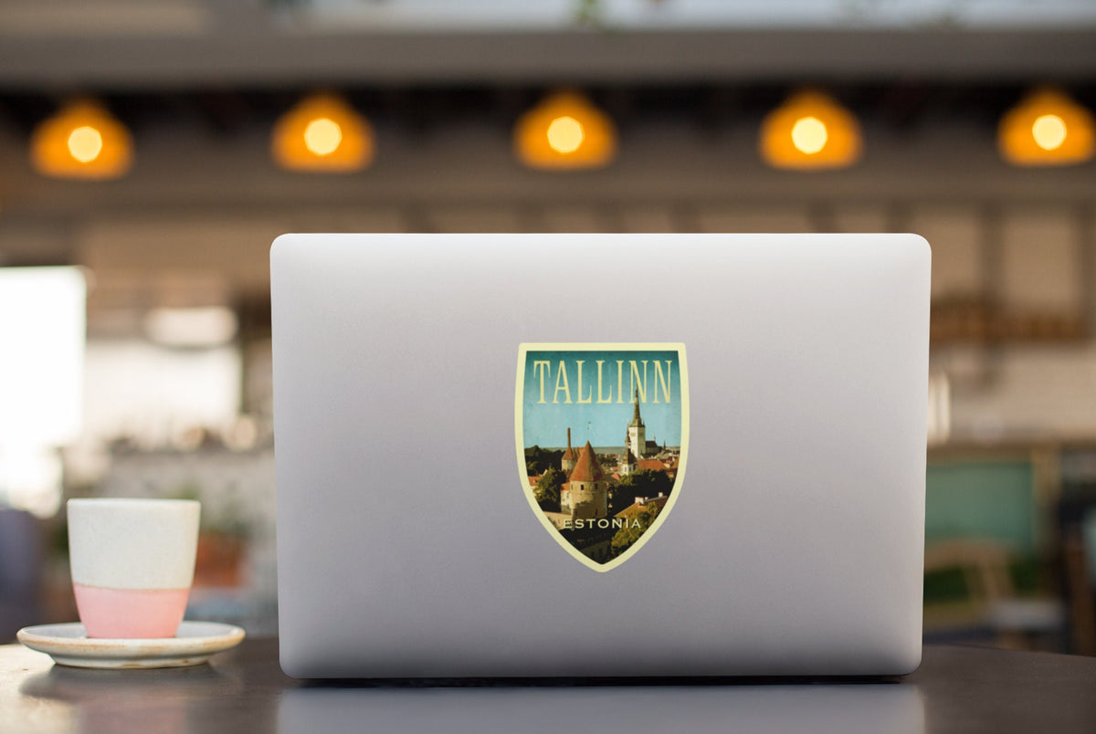 Tallinn Estonia Travel Sticker: Vintage Suitcase Decal