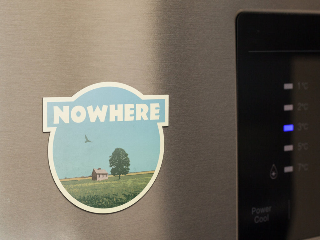 Nowhere magnet, vintage style fridge magnet