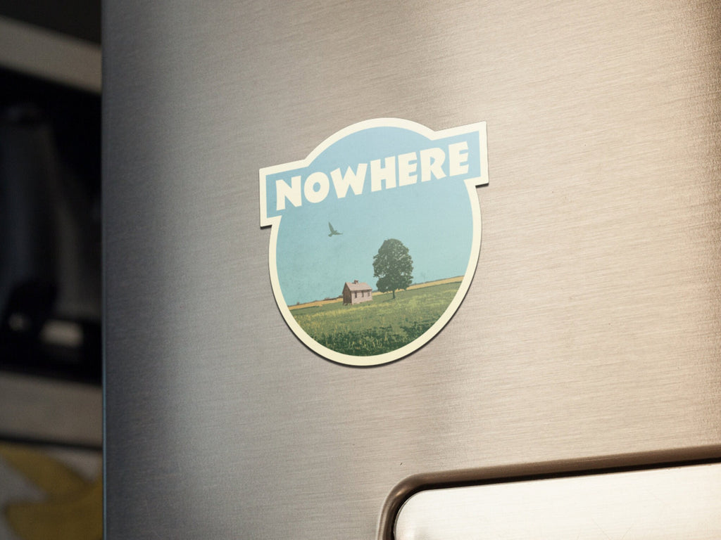 Nowhere magnet, vintage style fridge magnet