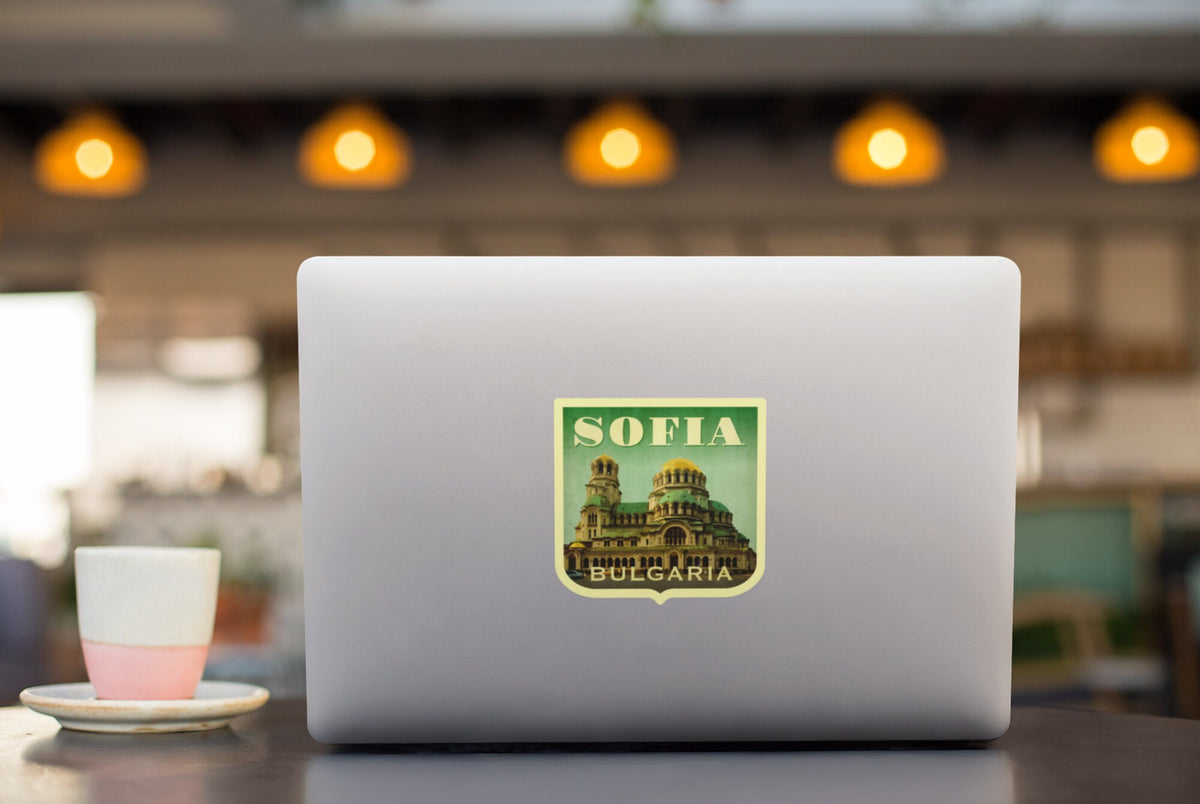 Sofia Bulgaria Travel Sticker: Vintage Suitcase Decal