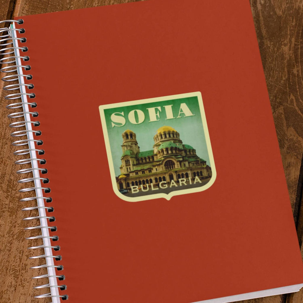 Sofia Bulgaria Travel Sticker: Vintage Suitcase Decal