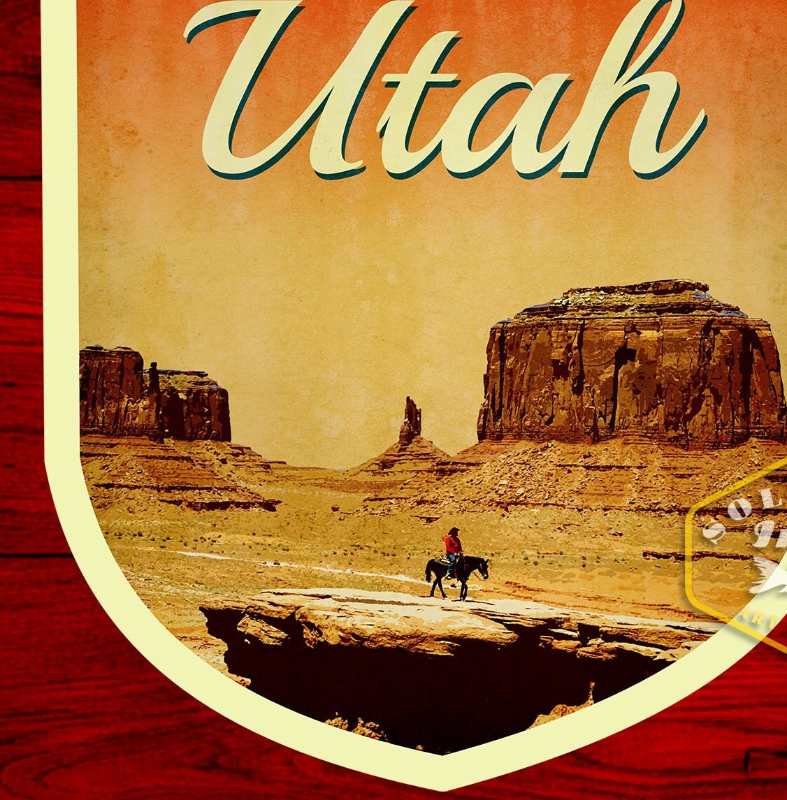 Utah travel sticker, vintage style decal for suitcase, luggage, laptop or water bottle