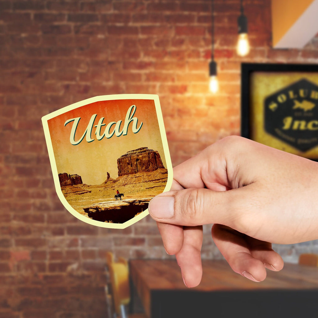 Utah travel sticker, vintage style decal for suitcase, luggage, laptop or water bottle