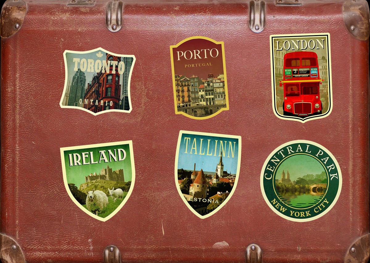 Tallinn Estonia Travel Sticker: Vintage Suitcase Decal
