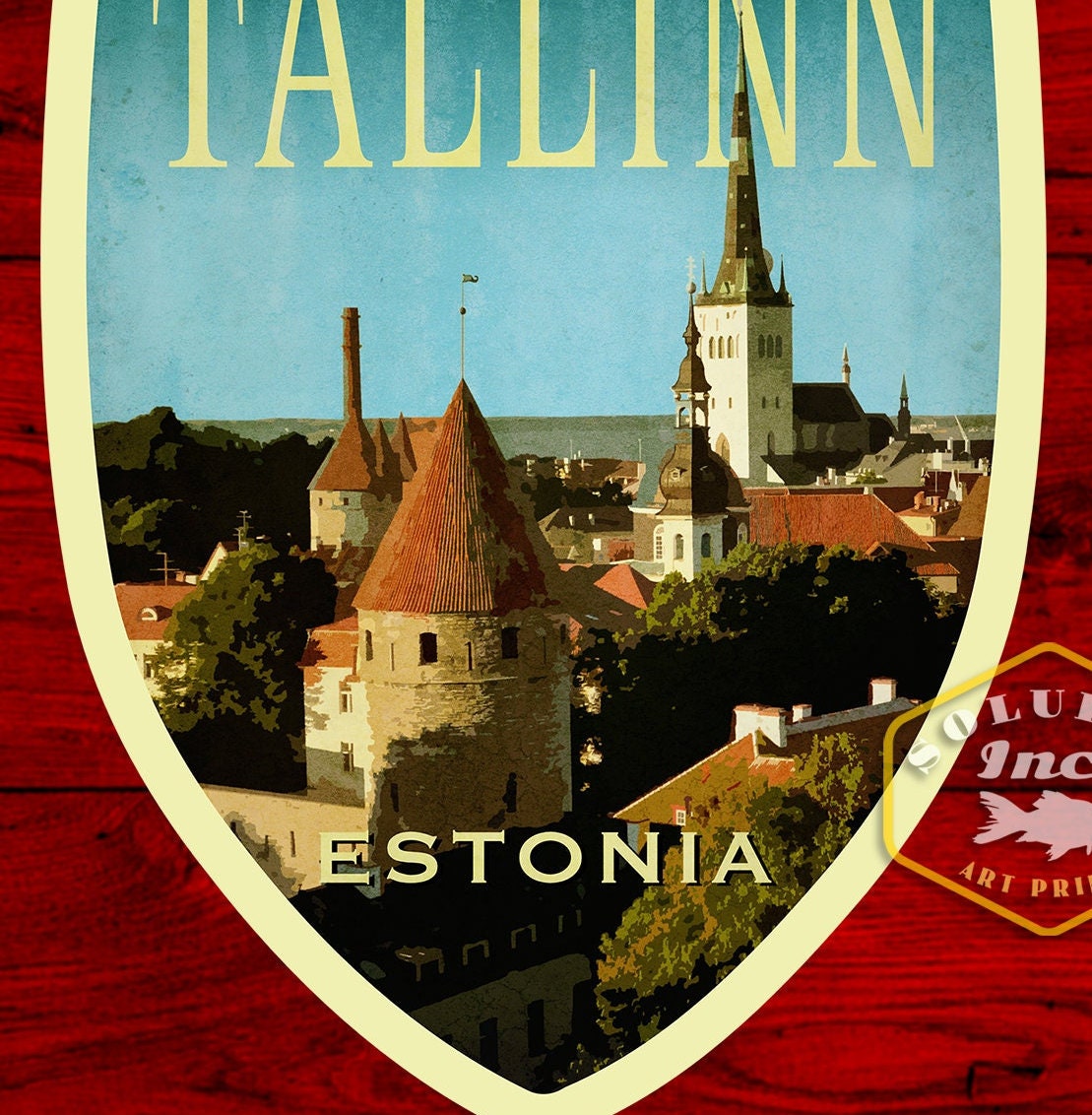 Tallinn Estonia Travel Sticker: Vintage Suitcase Decal