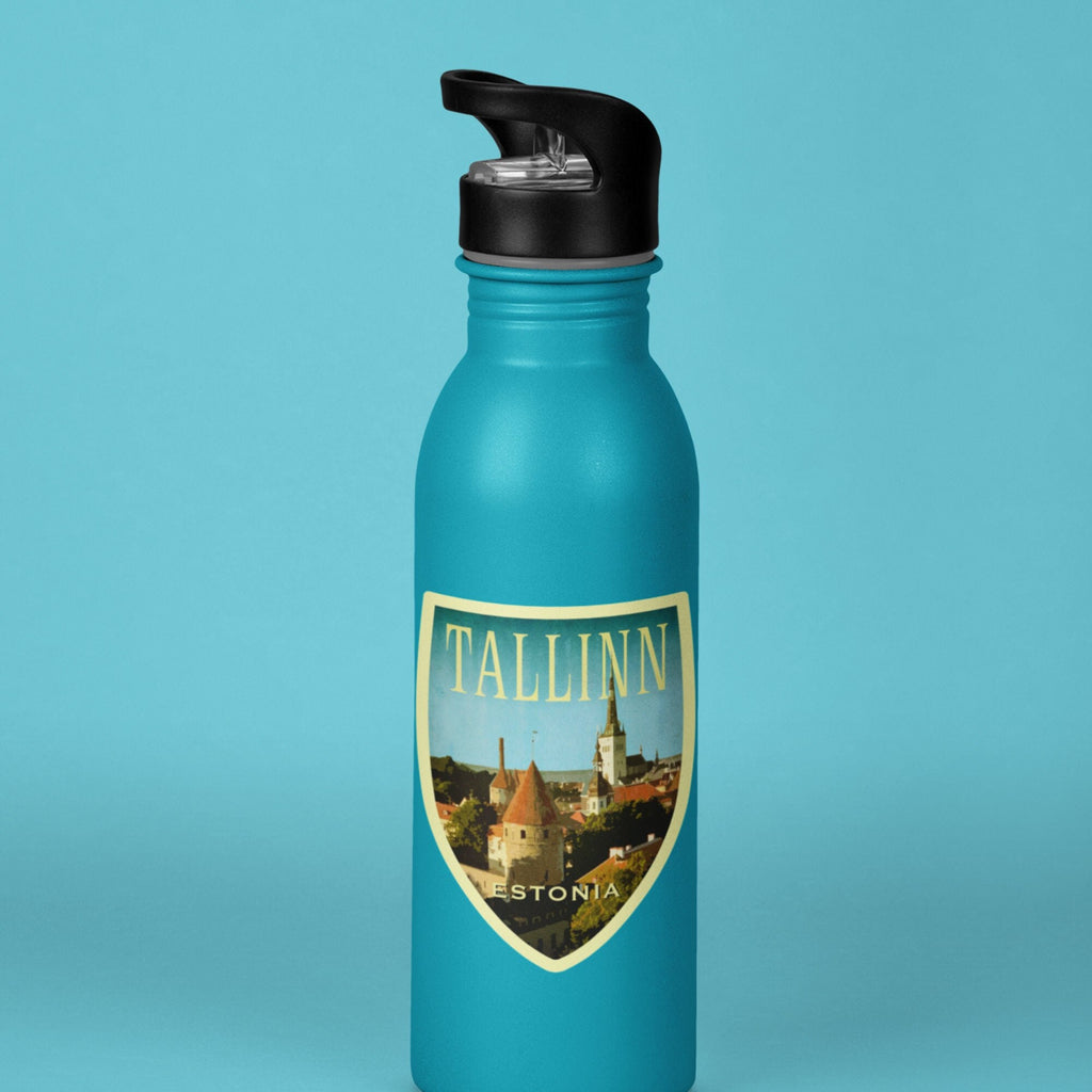 Tallinn Estonia Travel Sticker: Vintage Suitcase Decal