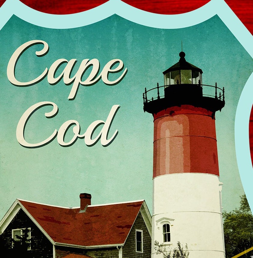 Cape Cod travel sticker, vintage style decal for suitcase, luggage, laptop or water bottle