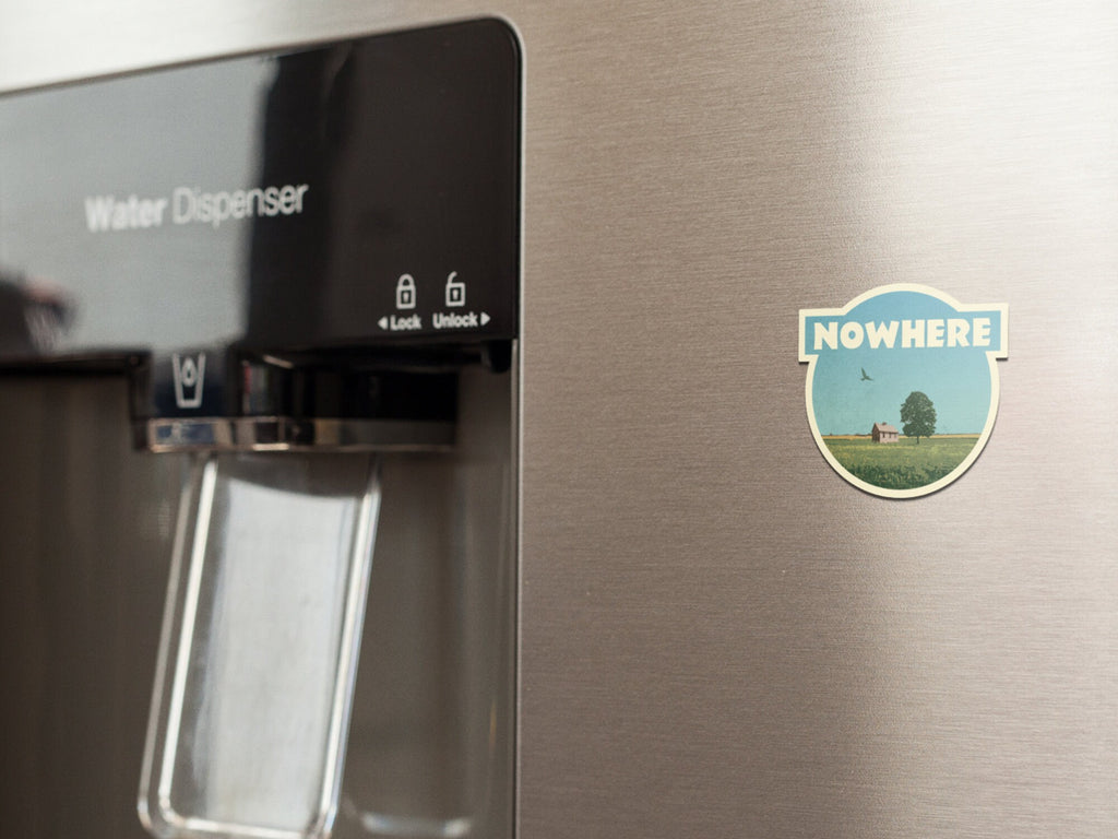 Nowhere magnet, vintage style fridge magnet