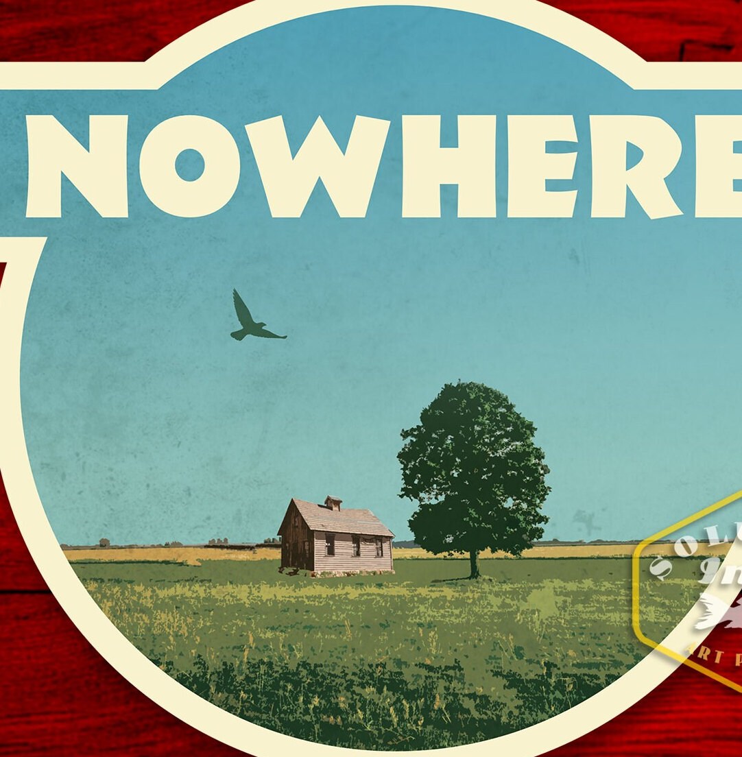 Nowhere magnet, vintage style fridge magnet