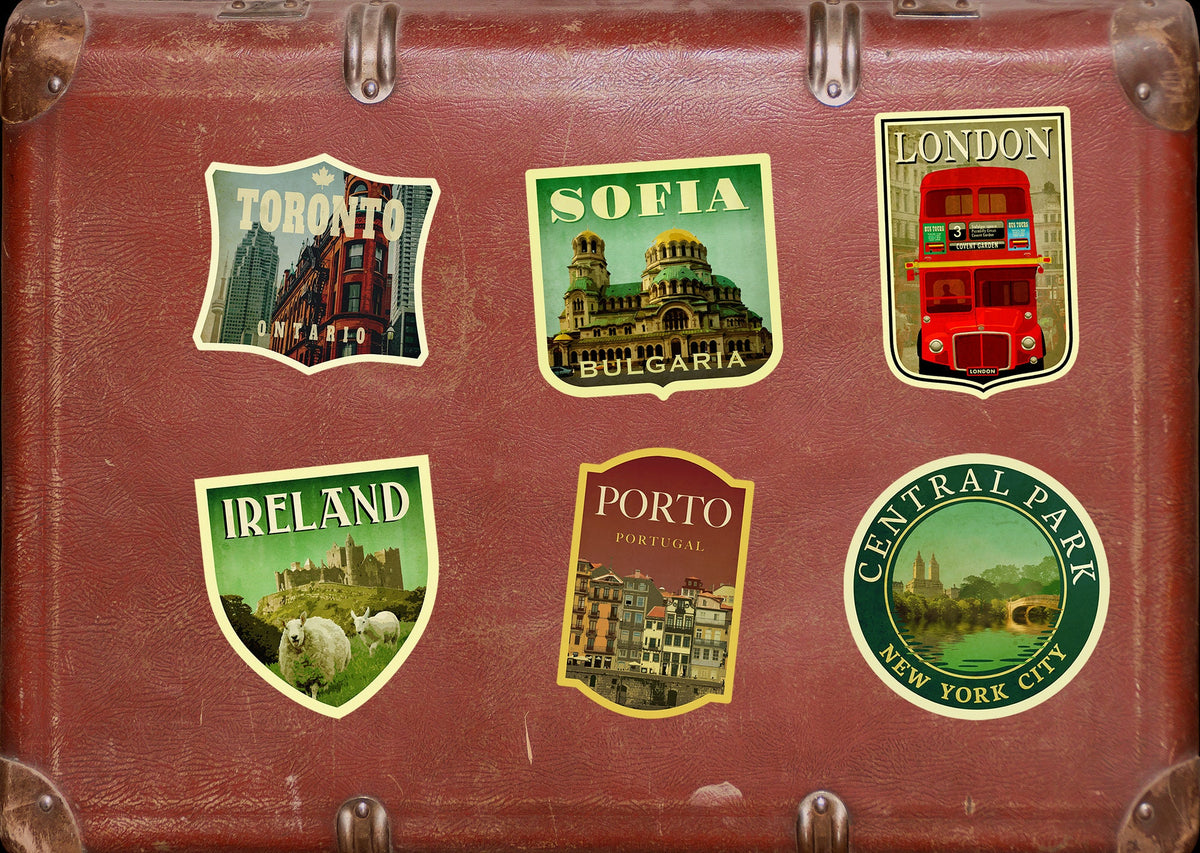 Sofia Bulgaria Travel Sticker: Vintage Suitcase Decal