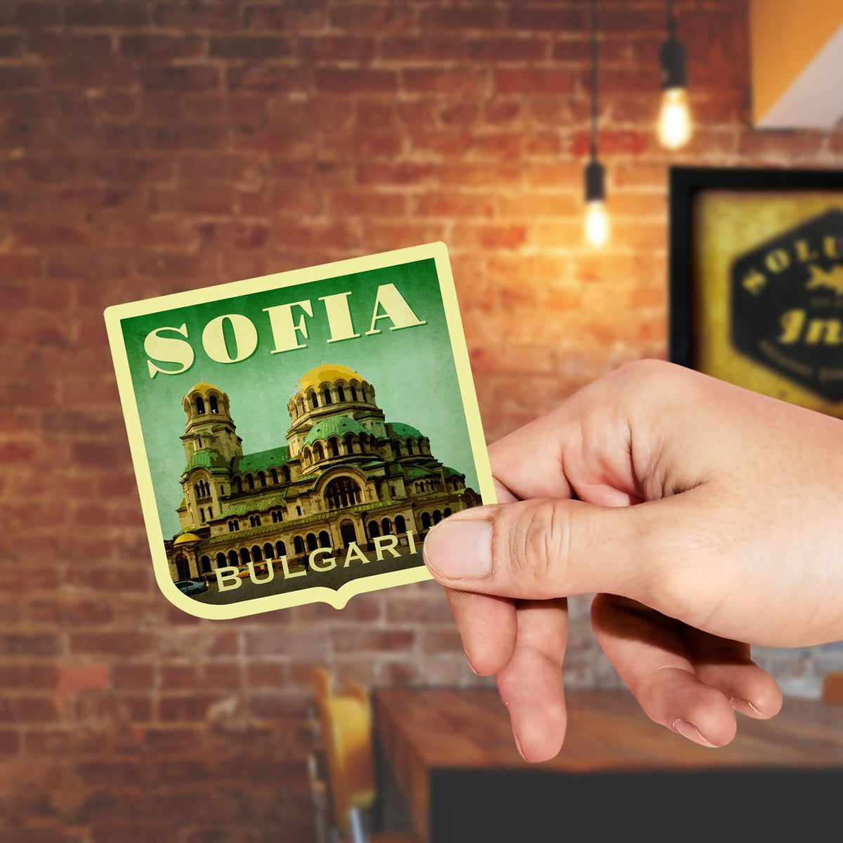 Sofia Bulgaria Travel Sticker: Vintage Suitcase Decal