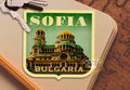 Sofia Bulgaria Travel Sticker: Vintage Suitcase Decal
