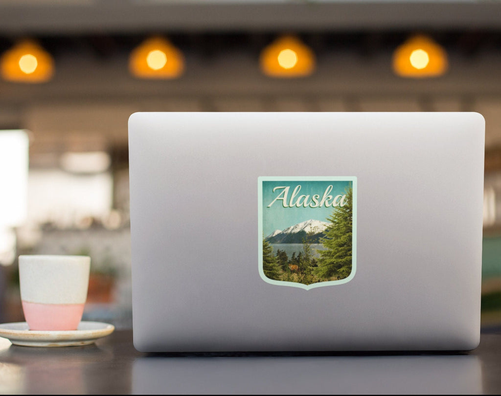 Alaska travel sticker, vintage style decal for suitcase, luggage, laptop or water bottle