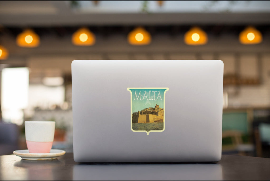 Malta Travel Sticker: Vintage Suitcase Decal