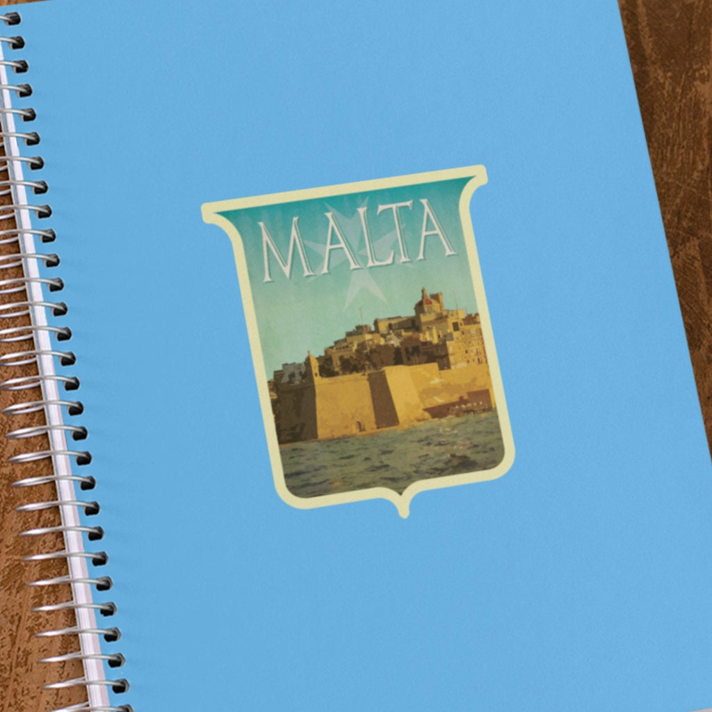 Malta Travel Sticker: Vintage Suitcase Decal