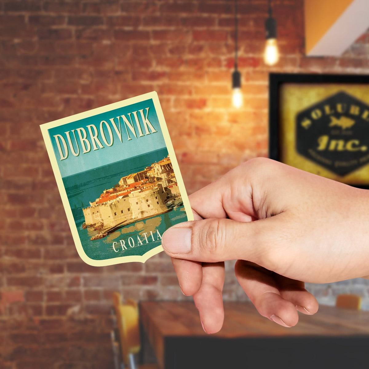 Dubrovnik Croatia Travel Sticker: Vintage Suitcase Decal