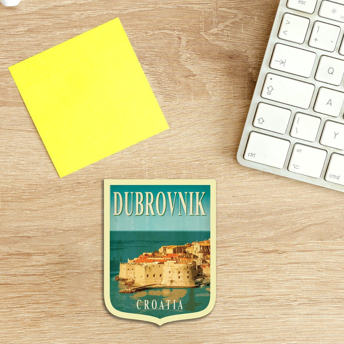 Dubrovnik Croatia Travel Sticker: Vintage Suitcase Decal
