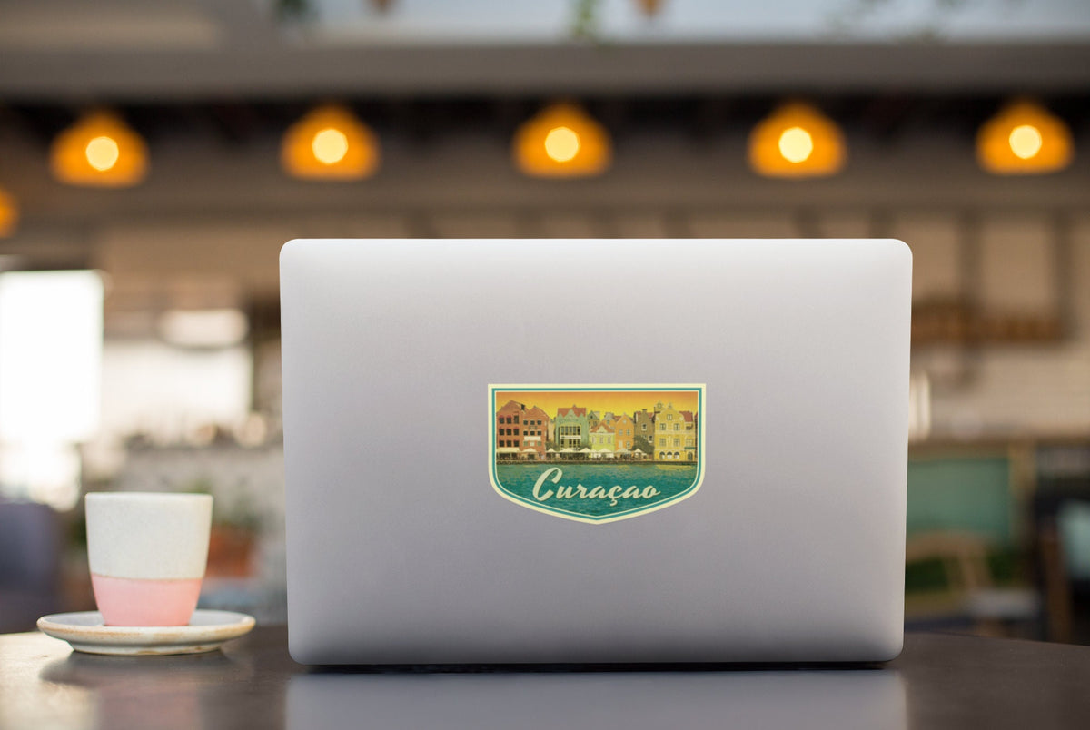 Curacao travel sticker, vintage style decal for suitcase, luggage, laptop or water bottle