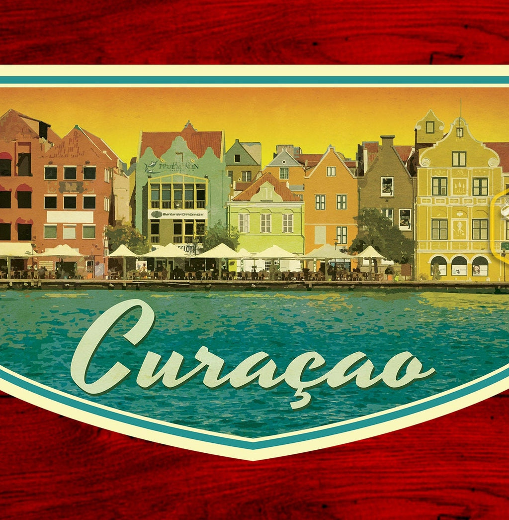 Curacao travel sticker, vintage style decal for suitcase, luggage, laptop or water bottle