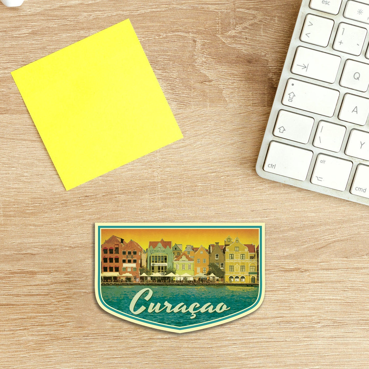 Curacao travel sticker, vintage style decal for suitcase, luggage, laptop or water bottle