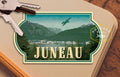 Juneau, Alaska travel sticker, vintage style decal for suitcase, luggage, laptop or water bottle