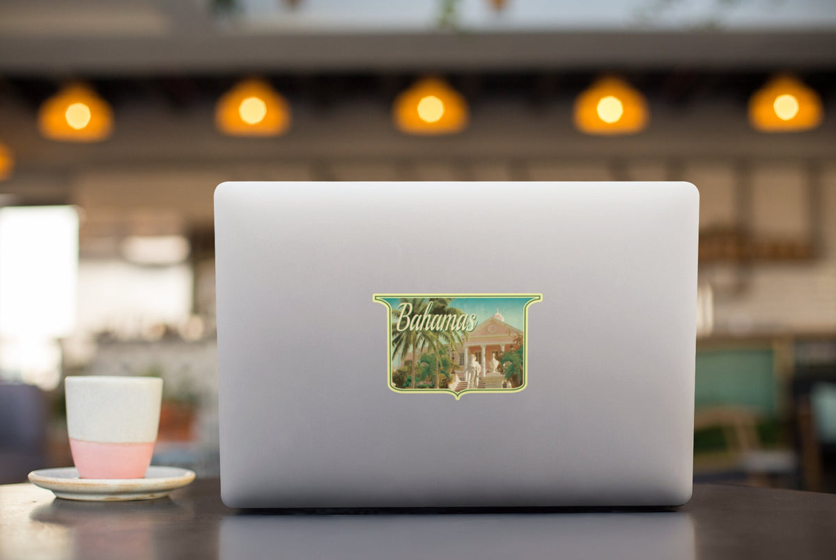 Bahamas travel sticker, vintage style decal for suitcase, luggage, laptop or water bottle