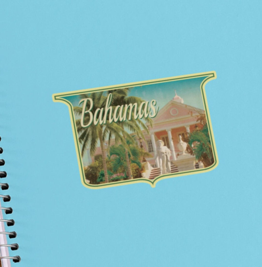 Bahamas travel sticker, vintage style decal for suitcase, luggage, laptop or water bottle