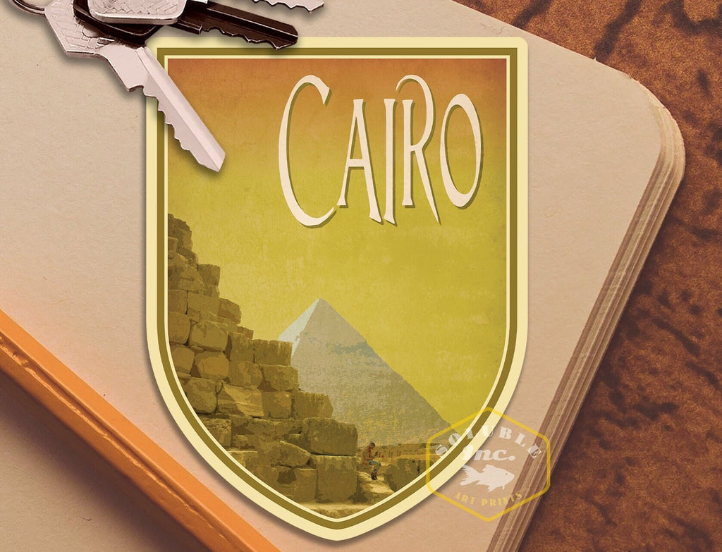 Cairo Egypt travel sticker, vintage style decal for suitcase, luggage, laptop or water bottle