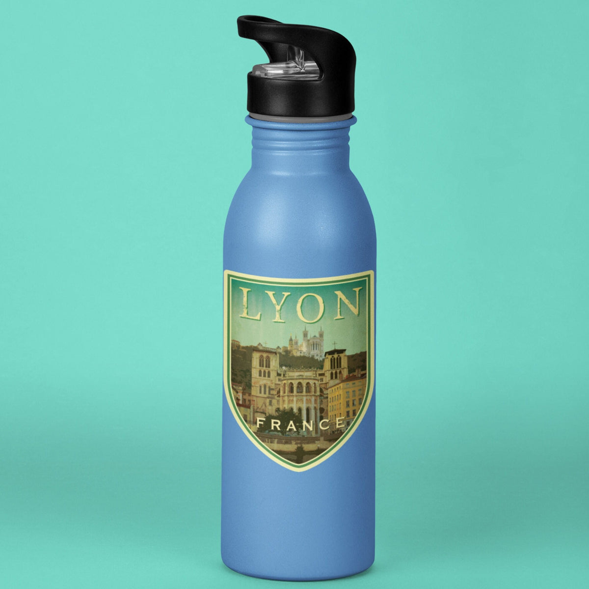 Lyon France Travel Sticker: Vintage Suitcase Luggage Decal