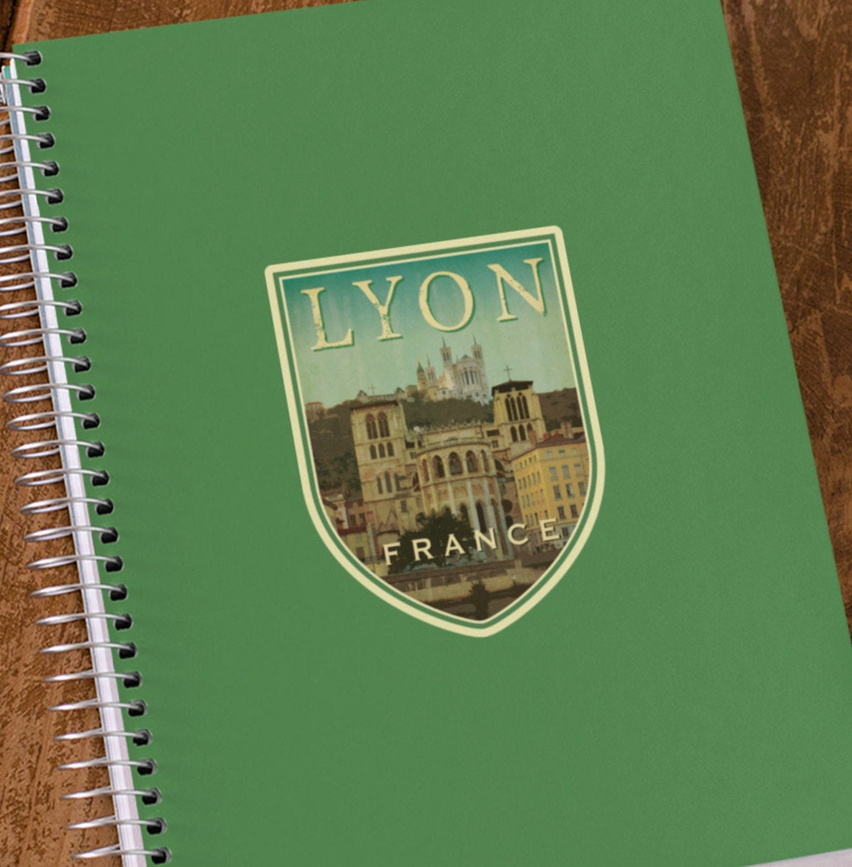 Lyon France Travel Sticker: Vintage Suitcase Luggage Decal