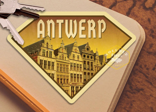 Antwerp Belgium Travel Sticker: Vintage Suitcase Luggage Decal