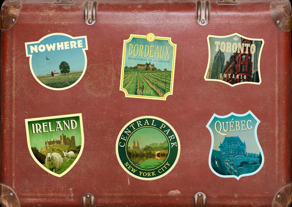 Bordeaux France Travel Sticker: Vintage Suitcase Decal