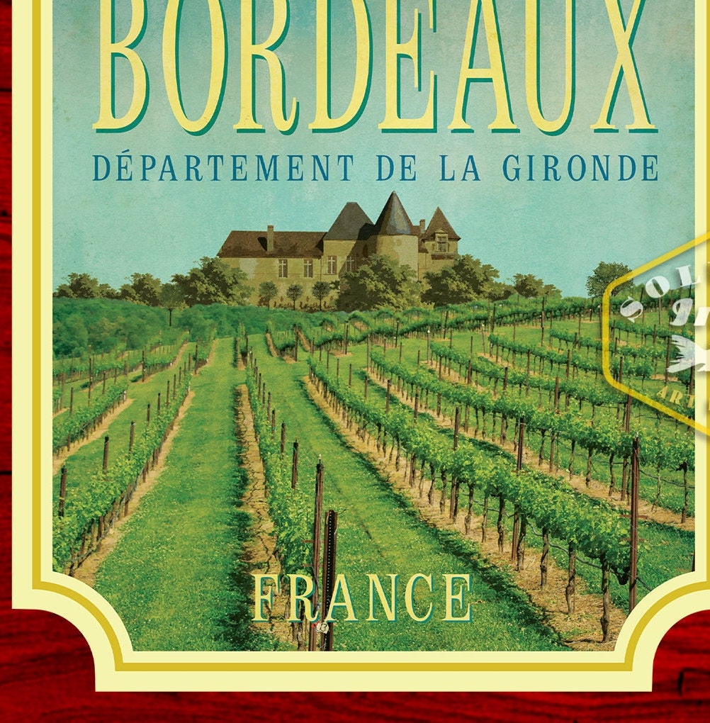 Bordeaux France Travel Sticker: Vintage Suitcase Decal