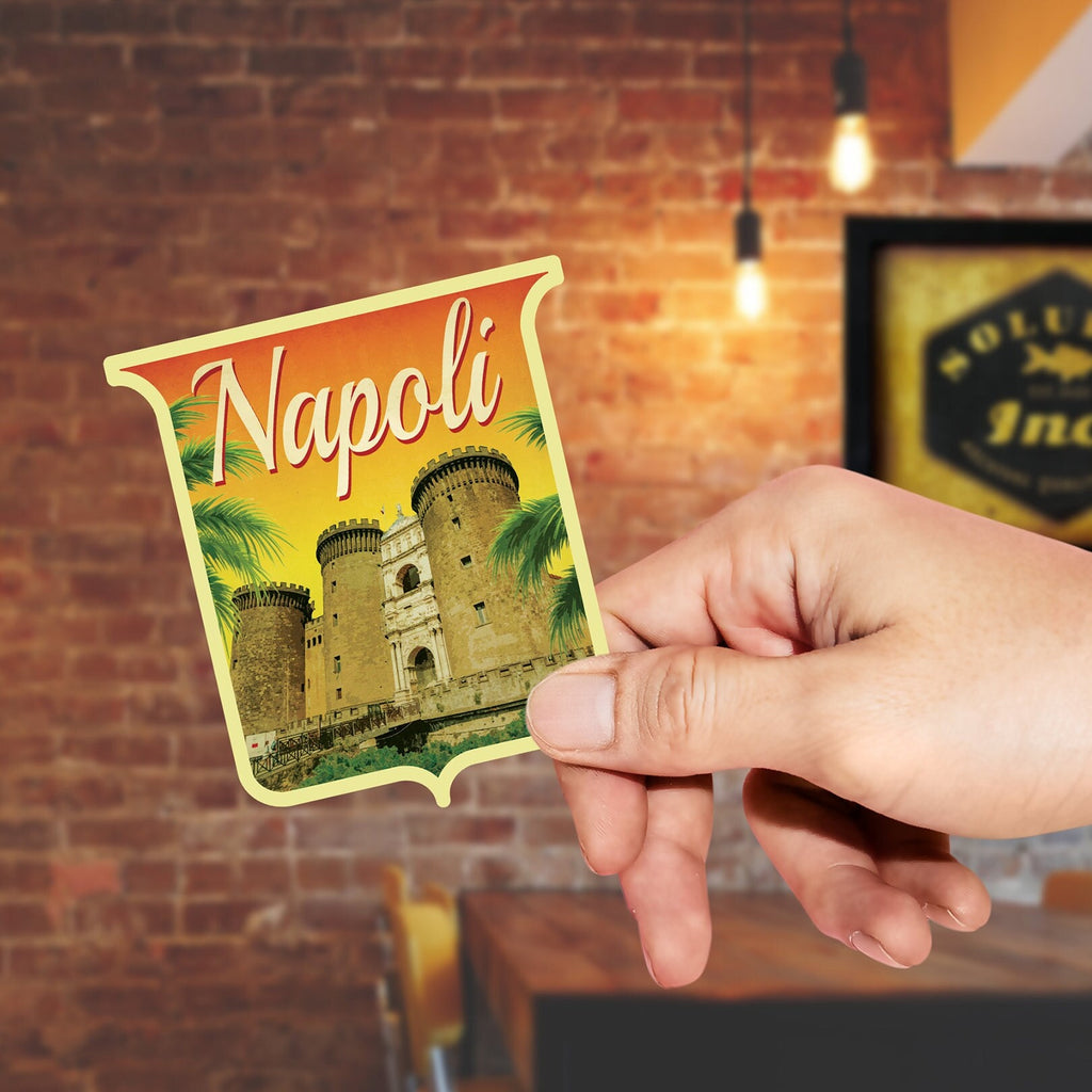 Naples Italy Travel Sticker: Vintage Suitcase Decal