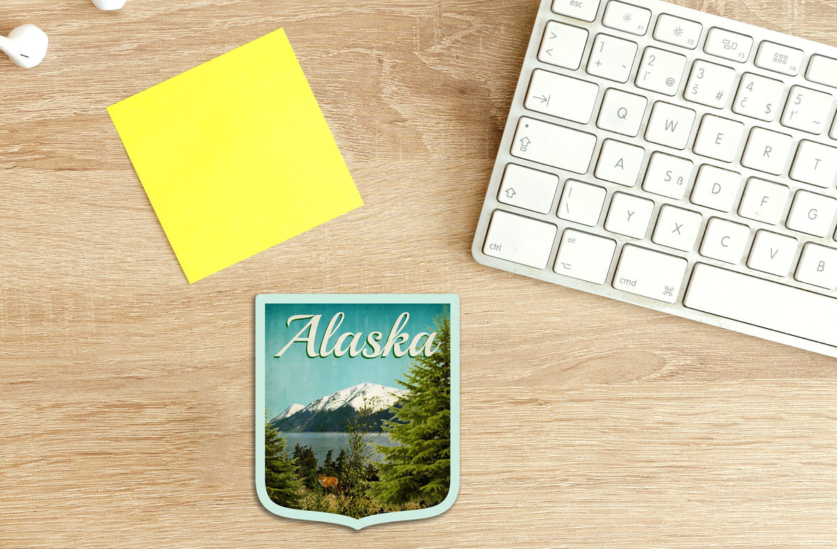 Alaska travel sticker, vintage style decal for suitcase, luggage, laptop or water bottle