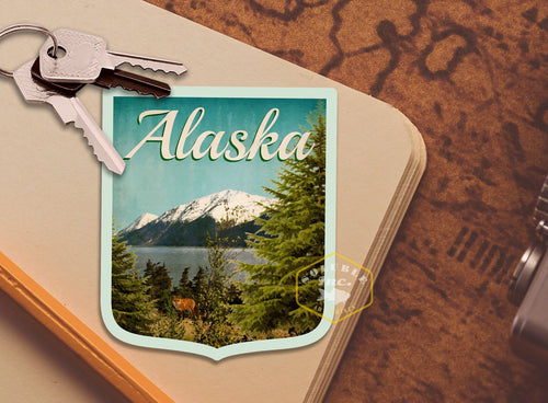 Alaska travel sticker, vintage style decal for suitcase, luggage, laptop or water bottle