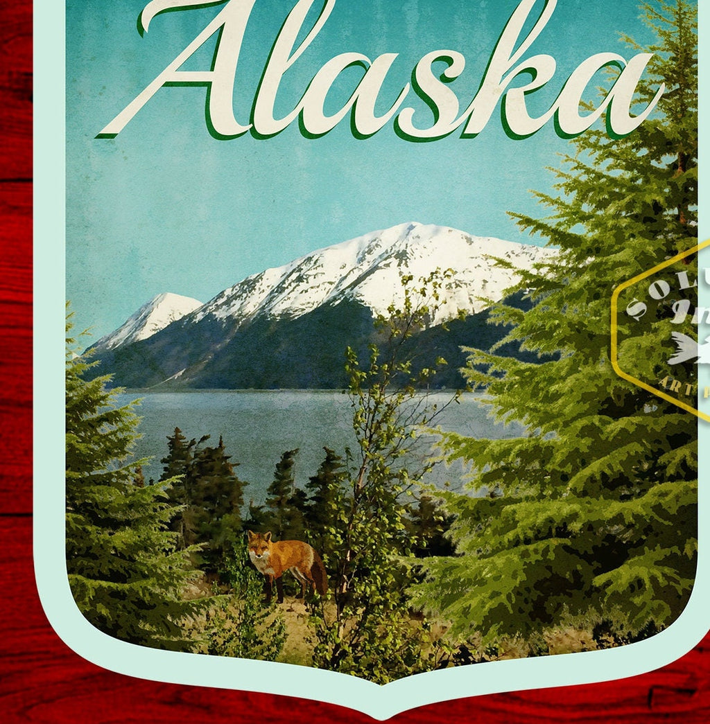 Alaska travel sticker, vintage style decal for suitcase, luggage, laptop or water bottle