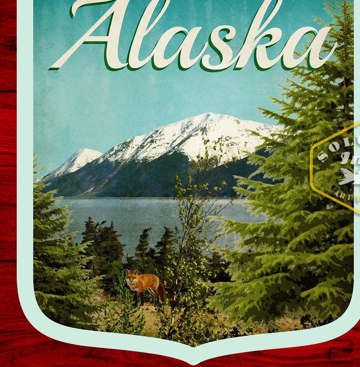 Alaska travel sticker, vintage style decal for suitcase, luggage, laptop or water bottle