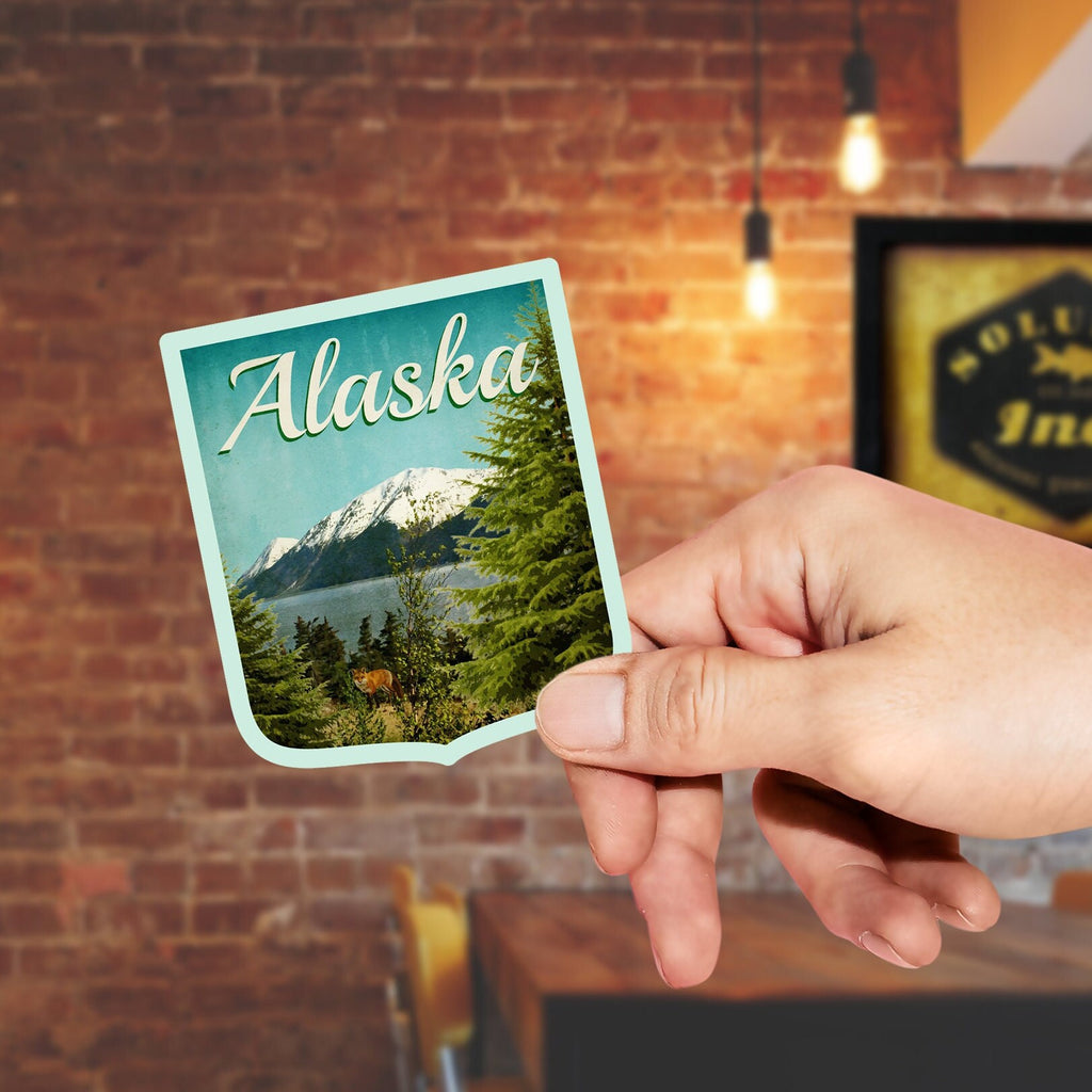 Alaska travel sticker, vintage style decal for suitcase, luggage, laptop or water bottle