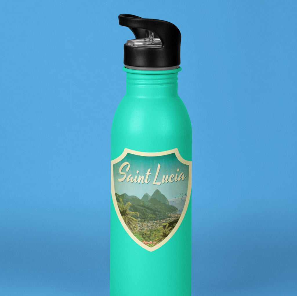 Saint Lucia travel sticker, vintage style decal for suitcase, luggage, laptop or water bottle