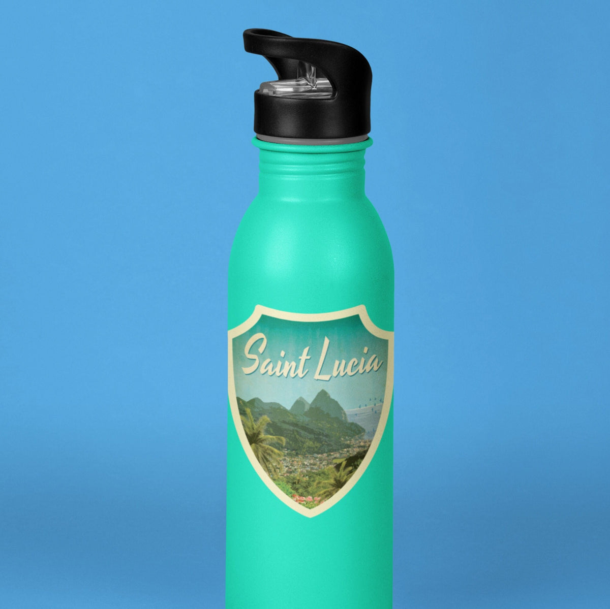 Saint Lucia travel sticker, vintage style decal for suitcase, luggage, laptop or water bottle
