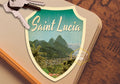 Saint Lucia travel sticker, vintage style decal for suitcase, luggage, laptop or water bottle