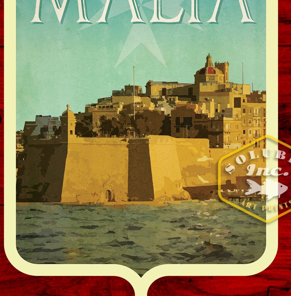 Malta Travel Sticker: Vintage Suitcase Decal