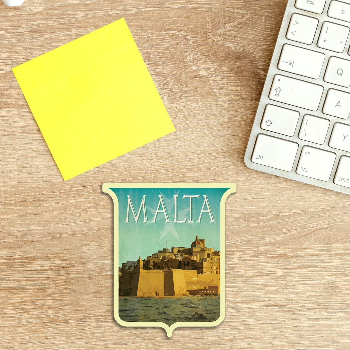 Malta Travel Sticker: Vintage Suitcase Decal